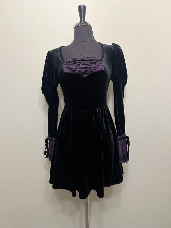 Dark In Love Dresses & Skirts - Dark in Love Velvet Purple Detail Mini Dress